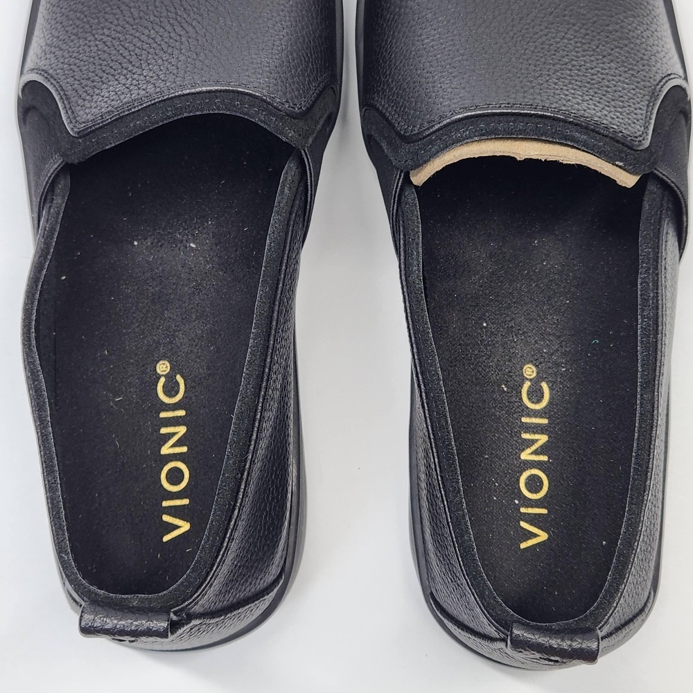 Vionic Cambria Shoes Womens Size 8.5 Black Leather Comfort Slip On Casual - Picture 10 of 14